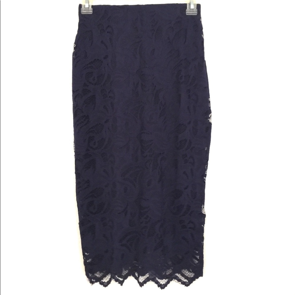 New H&M Lace Pencil Dark Blue Gold Label